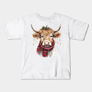 Christmas Highland Cow Kids T-Shirt